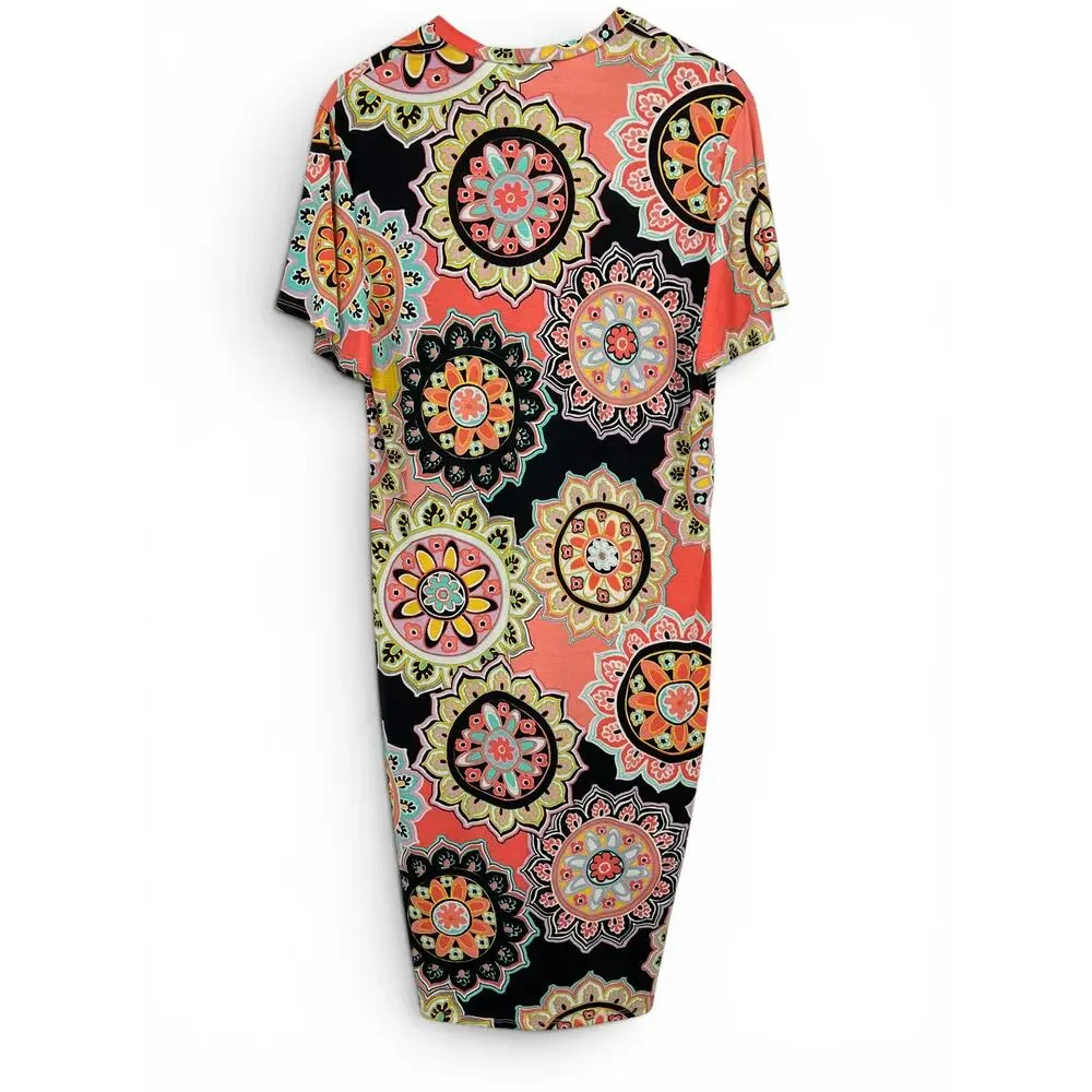 Oliver Tolentino Geometric Pattern Sheath Dress Waist Twist Women's 8 NWOT